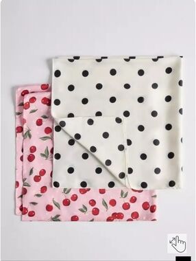🆕️🍒 CHERRY & POLKA DOT - 2 PACK SQUARE HEAD / NECK  SCARF🍒